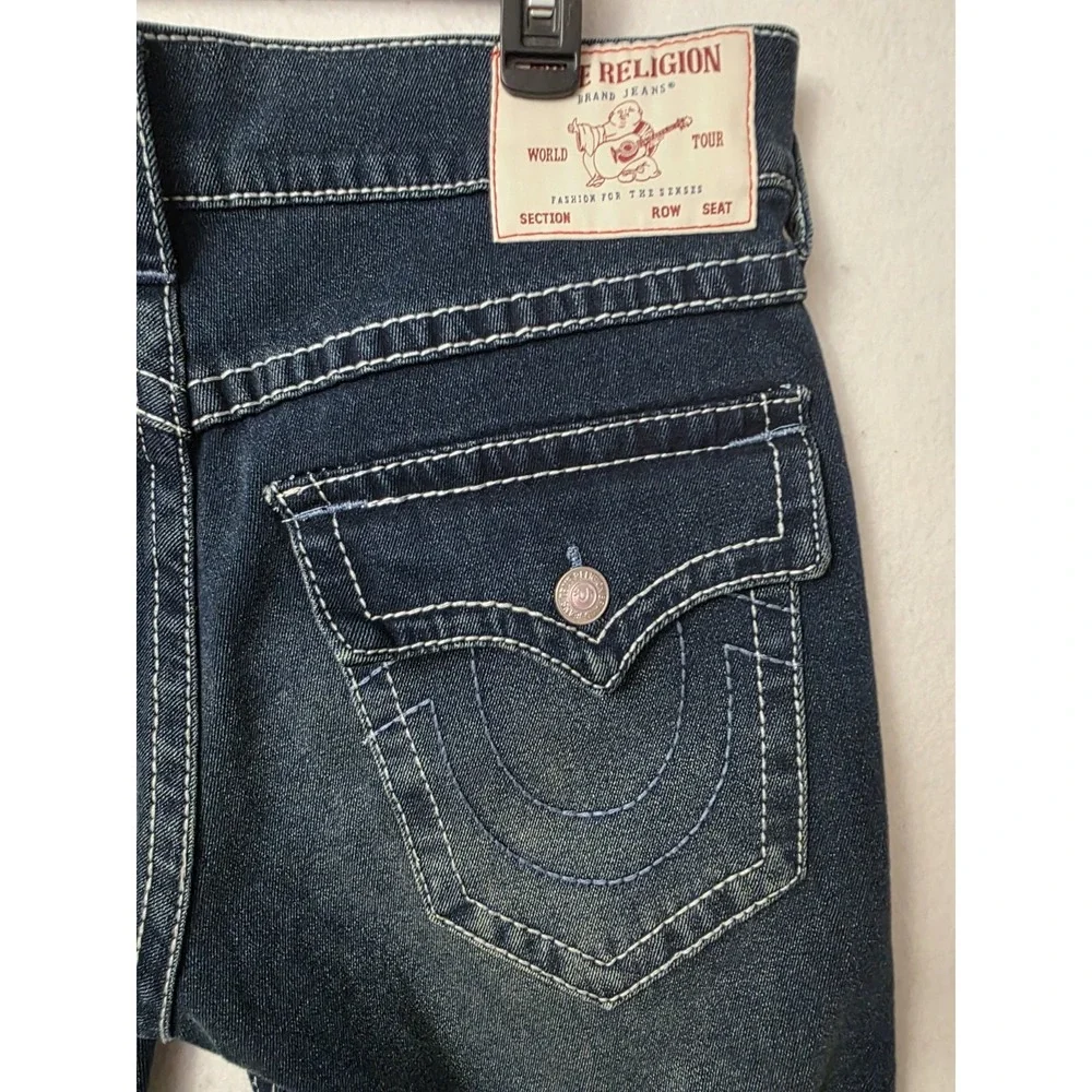 Men's True Religion Rocco Big T Flap Relaxed Skinny Jeans 33x32 700677 Dark Wash